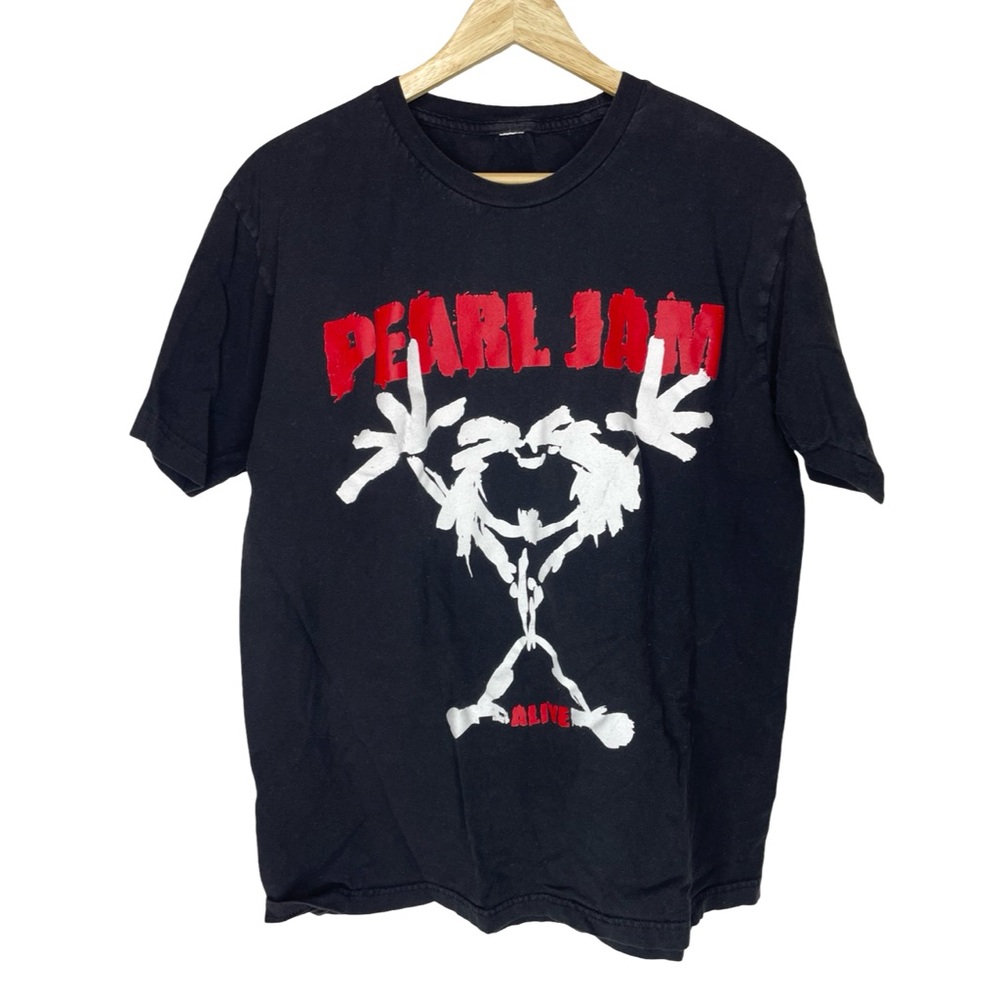 Pearl Jam Black stick man vintage short sleeve T-Shirt size XL #121